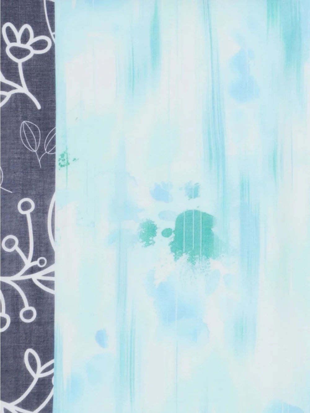 NWT Nordstrom Navy/Aqua/White Botanical Abstract Motif Women's Scarf/Pareo